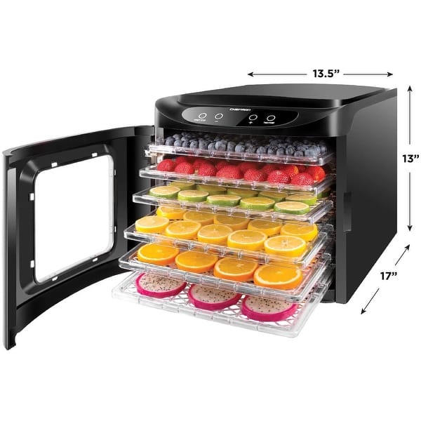 Chefman Touch Screen Electric Food Dehydrator, Black, 6 Trays Bed